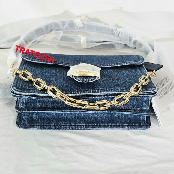 NWT Coach Chain Tabby Shoulder Bag CAN14 denim/Brass/Deep Blue AUTHENTIC Packed - Picture 11 of 16